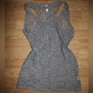 Y2k Gray Floral Lace Top